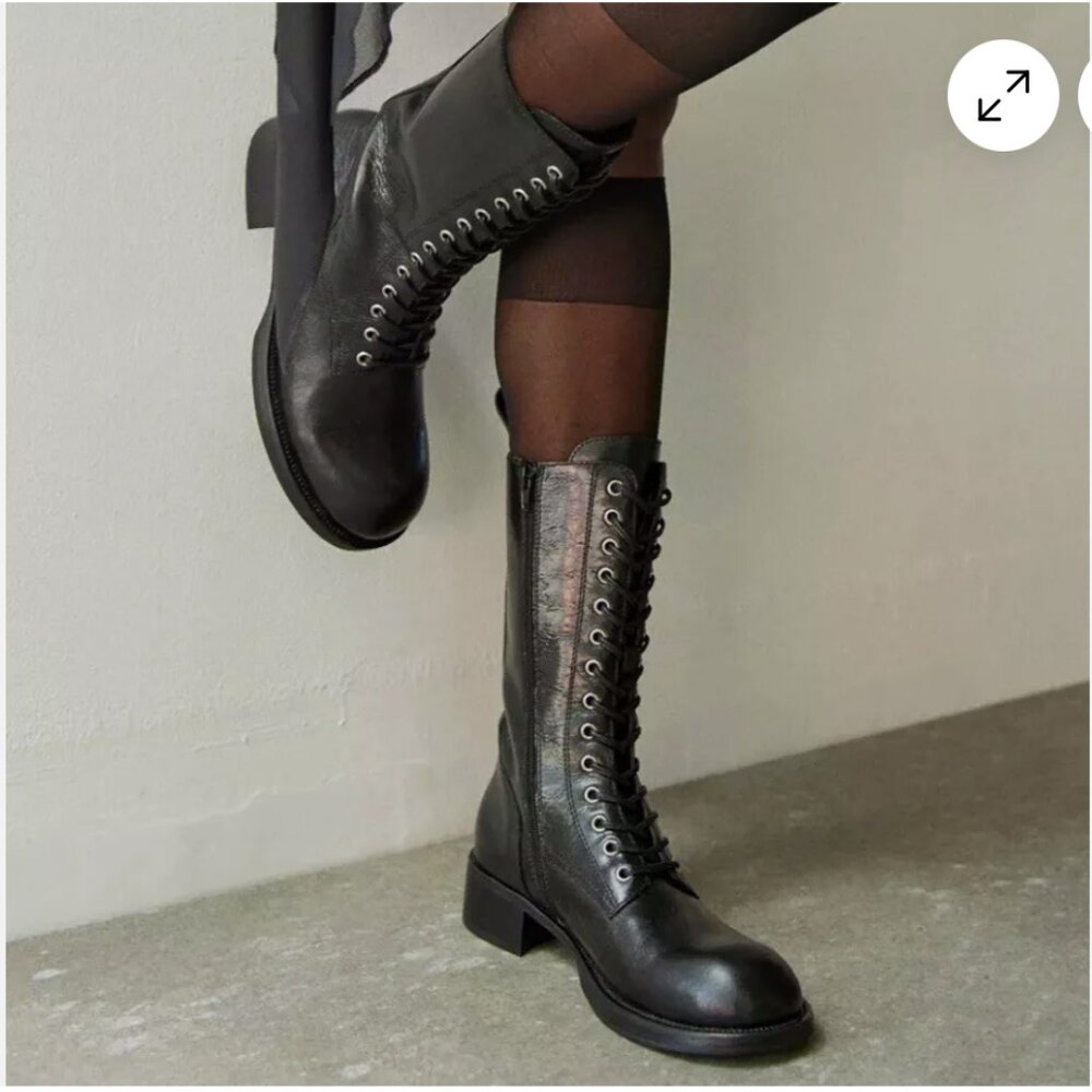 Jeffrey Campbell Leather Lace Up Combat Boot Size 10